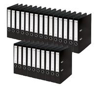 von Leitz 10560095 Lot de 25 classeurs A4 en carton avec couverture en plastique, dos 50 mm, pour 350 feuilles, carton certifié FSC, pour l'école, les études et la maison, noir