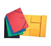 VON Leitz 30081099 Lot de 5 classeurs d'angle A4 avec fermeture élastique, carton flexible, pour 150 feuilles, impression argentée, classeur léger pour l'école et la maison, multicolore