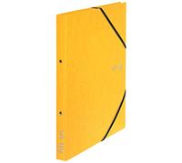 VON Leitz 30120015 Lot de 5 classeurs à anneaux en carton avec 2 anneaux et fermeture élastique Largeur dos 25 mm Capacité 140 feuilles Jaune Format A4