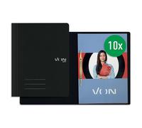 VON Leitz 30160095 Lot de 10 chemises en carton 100% recyclé, avec système d'agrafage, couverture souple et légère avec impression VON moderne Noir Format A4
