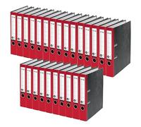 VON Leitz Lot de 25 classeurs A4, 100% recy os de 50 mm, pour 350 feuilles, ange bleu et certifié FSC, pour l'école, l'étude et la maison, rouge
