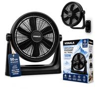 Vonala Ventilateur industriel au sol et au mur - 100 W - Puissant - 50 cm - Silencieux - ABS - Sans vibration - Pour intérieur et extérieur - Noir - Puissant et silencieux