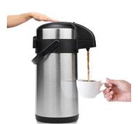 Vondior Airpot Pumpkanne 4 litres - Carafe à café isolée professionnelle en acier inoxydable, carafe thermos, distributeur de boissons isotherme, adaptée pour les boissons de fête