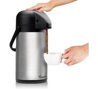 Vondior Carafe à café thermique 1,9 L, cafetière à pompe isolée en acier inoxydable, théière sous vide pour eau chaude/froide, boissons au chocolat de fête