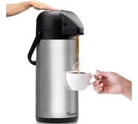 Vondior Carafe à café thermique 3 L, cafetière à pompe isolée en acier inoxydable, théière sous vide pour eau chaude/froide, boissons au chocolat de fête
