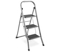 VonHaus Escabeau 3 Marches, Escabeau Pliable | Antidérapant, Facile à Ranger, Capacité Maximale de 150 kg, Acier Durable pour Bricolage et Jardinage
