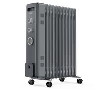 Vonhaus Radiateur Bain d'Huile 2500W, 11 Ailettes Chauffage Electrique | Minuterie 24h, Thermostat, 3 Niveaux, Pièces jusqu'à 30 m², Sécurité Anti-basculement, Portable, Pour Chambre, Salon, Bureau