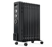 VonHaus Radiateur Bain d'Huile 2500W, Chauffage Bain d’Huile 11 Ailettes, Minuterie 24h, Thermostat Réglable, 3 Niveaux de Chauffage, Portatif Chauffage Electrique pour Bureau à Domicile