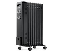 VonHaus Radiateur Bain d'Huile 9 Ailettes, Chauffage Bain d’Huile Électrique Portatif 2000 W, Radiateur Noir, Thermostat Réglable, 3 Réglages de Chauffage, 4 Roulettes, Câble d'Alimentation de 1,5 m