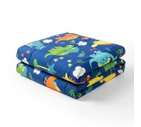 Vonia Couverture Lestée Enfant 3,2 kg Weighted Blanket - 104x152 cm Motif Dino, 100% Coton Respirant, Housse Amovible Lavable, Améliore Sommeil, Dès 3 Ans, Bleu