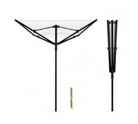 Vonia Étendoir à Linge Réglable en Hauteur, Séchoir Parapluie 45M - Séchoir à Linge Rotatif de Jardin 4 Bras | Tancarville Solide avec Ancrage Métal, Noir