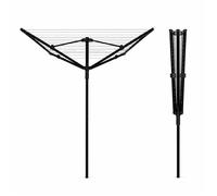 Vonia Séchoir Parapluie Extérieur 45 m - Étendoir à Linge Rotatif avec Ancrage au Sol Métallique - Noir