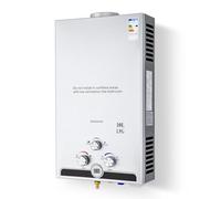 VONLUCE Chauffe-Eau Gaz Instantané 10L/min 17kW GPL - Portable pour Camping/Caravane, Modes Hiver/Été, Température Réglable 27-60°C, Certifié CE (Butane/Propane)
