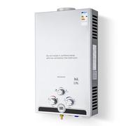 VONLUCE Chauffe-Eau Gaz Instantané 16L/min 27,2kW GPL - Portable pour Camping/Caravane, Modes Hiver/Été, Température Réglable 31-72°C, Certifié CE (Butane/Propane)
