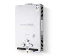 VONLUCE Chauffe-Eau Gaz Instantané 18L/min 30,6kW GPL - Portable pour Camping/Caravane, Modes Hiver/Été, Température Réglable 28-62°C, Certifié CE (Butane/Propane)