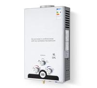 VONLUCE Chauffe-Eau Gaz Instantané 8L/min 13,6kW GPL - Portable pour Camping/Caravane, Modes Hiver/Été, Température Réglable 27-68°C, Certifié CE (Butane/Propane)