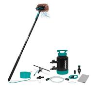 VONROC - Brosse à Laver Télescopique - Set Complet : Lance de 6,50 m - Tête Multifonction, Adoucisseur d'eau, Nettoyeur de Vitres, Tuyau d'eau et Distributeur de Savon - Plastique et Softgrip - Noir