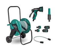VONROC Chariot Enrouleur Tuyau Arrosage - Raccord Tuyau et Robinet Inclus - Tuyau d'Arrosage 20 M, 3 Buses - Idéal pour Arroser Pelouse, Entretien Voiture ou Remplissage Piscine - Facile à Déplacer