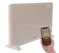 VONROC Chauffage Électrique en Verre 2000W - Convecteur Design Wi-Fi Smart Life - Thermostat Réglable, Minuteur, Sécurité Enfant & IP24 - Pose Murale ou sur Pied - Chauffe Jusqu’à 24m² - Beige Élégant