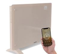 VONROC Chauffage Électrique en Verre Beige 1500W - Design avec Thermostat Réglable, Wi-Fi & Commande Manuelle - 2 Niveaux de Chauffage - Mode Hors Gel - Pour Pièces jusqu’à 18m²