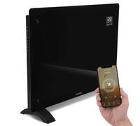 VONROC Chauffage Électrique en Verre Noir 1500W - Design avec Thermostat Réglable, Wi-Fi & Commande Manuelle - 2 Niveaux de Chauffage - Mode Hors Gel - Pour Pièces jusqu’à 18m²