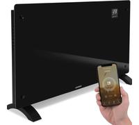 VONROC Chauffage Électrique Smart 2500W - Panneau en verre Noir avec écran LED - Contrôle WiFi via App Tuya Smart Life - Thermostat 5-50°C - Minuterie - IP24 - Mur ou Sol