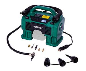 VONROC Compresseur à Batterie 20V et Prise Allume-Cigare 12V VPower - 11 Bar - 8 Accessoires Inclus (sans Batterie, ni Chargeur)