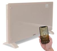 VONROC Convecteur électrique Smart 2500W - Panneau en verre avec écran LED - Contrôle WiFi via App Tuya Smart Life - Thermostat 5-50°C - Minuterie - IP24 - Mur ou Sol Beige