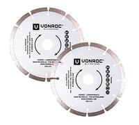 VONROC Disques diamant pour rainureuse - 150 mm universelles, diamètre intérieur de 22.2mm - 2 pièces - pierre et matériaux durs