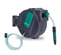 VONROC Enrouleur de Tuyau Automatique Mural 25M - Kit Complet pour Arrosage Facile et Efficace - Support Mural, Buse d’Arrosage Réglable, Raccords Tuyau et Robinet Inclus
