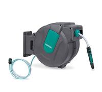 VONROC Enrouleur de Tuyau Automatique Mural 35M - Kit Complet pour Arrosage Facile et Efficace - Support Mural, Buse d’Arrosage Réglable, Raccords Tuyau et Robinet Inclus