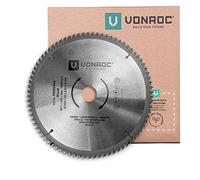 VONROC Lame de Scie Universelle Pour Bois MS804AA - Lame Scie Circulaire 254 mm de Diamètre Avec 80 Dents - Lame Scie À Onglet Radiale Précision en Métal