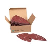 VONROC Lot 50 Papiers Abrasifs 100x150 mm Delta - Ponceuse Delta Orbitales - Grains 40, 80, 120, 180, 240 - Papiers Abrasifs Universels pour Ponçage à Sec, Surfaces Peintes, Intérieur et Extérieur