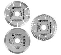 VONROC Lot de 3 Disques Diamant 115 mm, 125 x 1,2 x 22,2 mm - 3 pièces Universelles - Coupe Pierre, Béton et Céramique - Disques Universels pour Meuleuse d'Angle 125mm