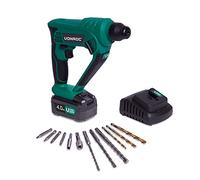 VONROC Marteau perforateur sans fil 20V 3-en-1 - Perçage, vissage et percussion - Batterie 4.0Ah + chargeur inclus - Force d’impact 1,3J - Accessoires complets + sac et boîte de rangement
