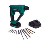 VONROC Marteau perforateur sans fil 20V VPower - Batterie 2.0Ah et chargeur inclus - 1.3 joule, SDS-plus, forets et embouts de vissage inclus