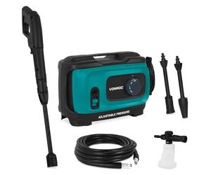 VONROC Nettoyeur Haute Pression V24-3 2400W 180 Bar avec régulateur de Pression - Enrouleur de Tuyau intégré, Tuyau Haute Pression 10 m, Pompe en Aluminium, mousseur et Nettoyeur de Patio