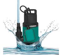 VONROC Pompe Submersible 900W - Acier Inoxydable - Eaux Claires et Usées - 16000 l/h - 0,75 bar - Décharge 7,5m - Profondeur 7m - pour Étang, Cave et Piscine avec Flotteur Automatique - Verte