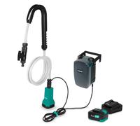 VONROC Pompe submersible pour tonneaux de pluie avec 4,0 Ah et chargeur | Avec protection à sec 80 W, 1800 l/h, 1,75 bar, compatible VPower 20 V