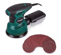 VONROC Ponceuse Orbitale 300W - Ø 125mm - Double Action, Mouvements Excentriques - Boîte à Poussière et 12 Feuilles Abrasives - Idéal pour Poncage Grossier, Surfaces Rondes et Courbes - Long Câble 3M