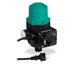VONROC Pressostat Automatique GP804AA en Acier Inoxydable Vert - Régulateur de Pression avec Prise 220-240 V, Max 1100 W - pour Pompe de Jardin, Arrosage et Irrigation, Protection contre la Surchauffe