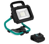 Vonroc Projecteur LED Rechargeable 20 W, 20V + Batterie 4.0Ah - Lampe de Travail Sans Fil 900/1800 Lumens - Projecteur de Chantier/Atelier Inclinable, Transportable - Base Métal, Crochet Suspension