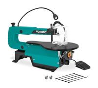VONROC Scie à Chantourner VONROC 120W - Table Inclinable 0°-45°, Vitesse 400-1600 tr/min - LED, Pédale & Soufflerie - Pour Bois, Plastique & Métaux Fins