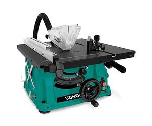 Vonroc Scie sur Table Compacte 1500 W, Ø 210 mm - Scie Circulaire sur Table 5000 tr/min Puissante - Angle de Lame Réglable 0 à 45° - Lame 40T, Guide Parallèle, Guide Onglet, Bâton de Poussée Inclus