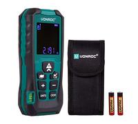 VONROC Télémètre Laser - Portée de 40 Mètres - Mètre Laser Mesure de Longueurs, Surfaces, Volumes, Hauteurs et Distances - Référence de Mesure Réglable - Télémètre Avec Sac de Protection, Piles inclus