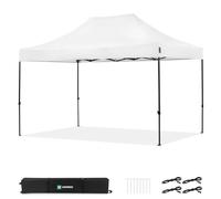 VONROC Tente de fête 3 x 4,5 m - Tonnelle Pliante Easy-Up, imperméable 3000 PA, Protection UV 50+, Structure en Acier, Hauteur réglable, avec Sac de Transport - Blanc