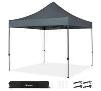 VONROC Tente Easy-Up - 3x3 m - Pliante - Design Modulaire : Auvent, Tonelle, Chapiteau, Marchés Saisons - Pliable - Imperméable - Cadre en Acier - Protection UV 50+ - Gris - Sac de Rangement Inclus