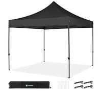 VONROC Tente Easy-Up - 3x3 m - Pliante - Design Modulaire : Auvent, Tonelle, Chapiteau, Marchés Saisons - Pliable - Imperméable - Cadre en Acier - Protection UV 50+ - Noir - Sac de Rangement Inclus