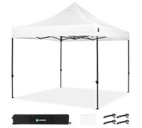 VONROC Tente Easy-Up - 3x3 m - Pliante - Design Modulaire : Auvent, Tonelle, Chapiteau, Marchés Saisons - Pliable - Imperméable - Cadre en Acier - Protection UV 50+ - Blanc - Sac de Rangement Inclus