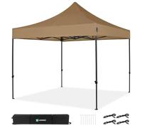 VONROC Tente Easy-Up - 3x3 m - Pliante - Design Modulaire : Auvent, Tonelle, Chapiteau, Marchés Saisons - Pliable - Imperméable - Cadre en Acier - Protection UV 50+ - Beige - Sac de Rangement Inclus